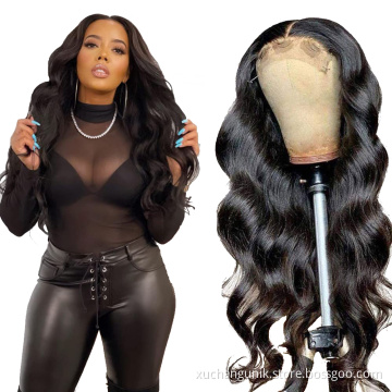 Uniky Wholesale Virgin Brazilian Body Wave Pre Plucked Swiss Transparent Lace 13x6 HD Human Hair 13x4 Lace Frontal Wig